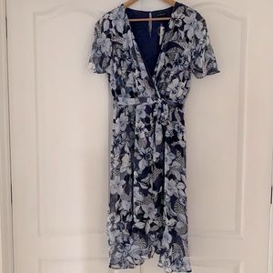 Navy Floral Chiffon Faux-Wrap from Lane Bryant
